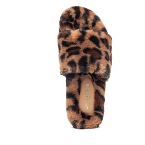 J/SLIDES URBAN SPORT LOVLIE FAUX FUR SLIDES LEOPARD SIZE 7 NWOT